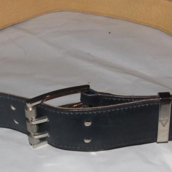 Vintage Early Gucci Navy Blue Chrome Buckle - Picture 1 of 8